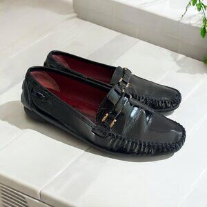 SALVATORE FERRAGAMO Black Patent Leather Loafers Flats Size 5